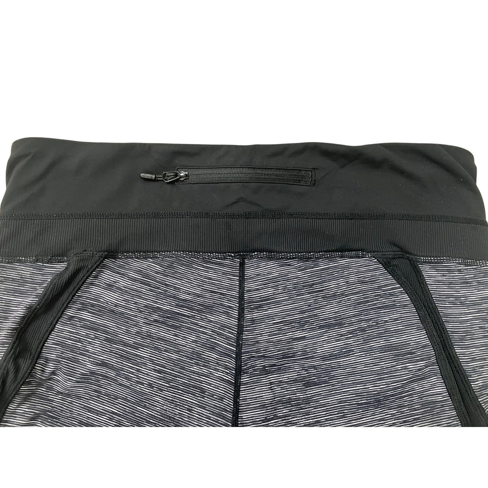 Lululemon Wunder Under Crop Leggings Black Grey Heathered Zip Pocket Size 10 - Picture 4 of 11